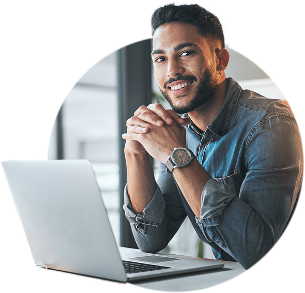 IT professional working on laptop